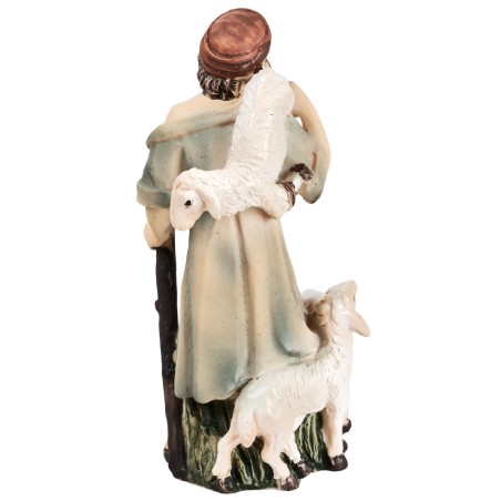 Shepherd with staff and sheep series 9/10 cm in resin
