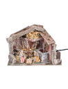 Cabaña de poliestireno con fuente funcional de 29x15x20 cm