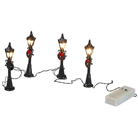 Set of 4 battery-operated street lamps for nativity scene Mondo Presepi