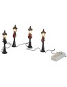 Set of 4 battery-operated street lamps