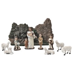 Jesús con pastorcitos 10 cm en resina figuritas pascuales