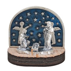 Natività con cielo stellato in metallo cm 3,5x2,5x3 h