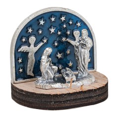 Nativity with starry sky in metal cm 3.7x2.6x3.7 h for 2