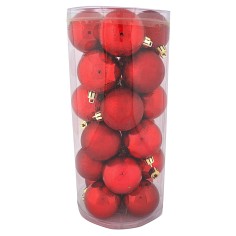 Set of 24 red balls ø 6 cm for Christmas tree for nativity scene