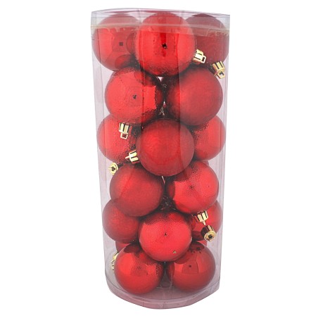 Set of 24 red balls ø 6 cm for Christmas tree for nativity scene