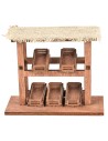 Bancarella in legno con cassette e tetto in Juta cm 16x6.5x13 h