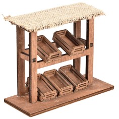 Wooden stall with crates and jute roof cm 16x6.5x13 h 2