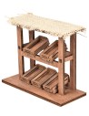 Bancarella in legno con cassette e tetto in Juta cm 16x6.5x13 h