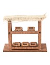 Bancarella in legno con cassette e tetto in Juta cm 16x6.5x13 h