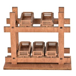Bancarella in legno con cassette cm 14x6.5x11.5 h