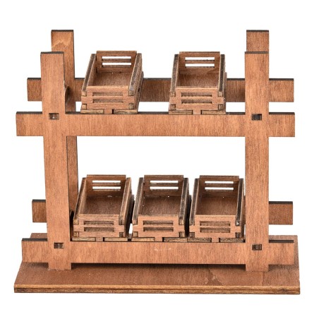Wooden stall with boxes cm 14x6.5x11.5 h for nativity scene