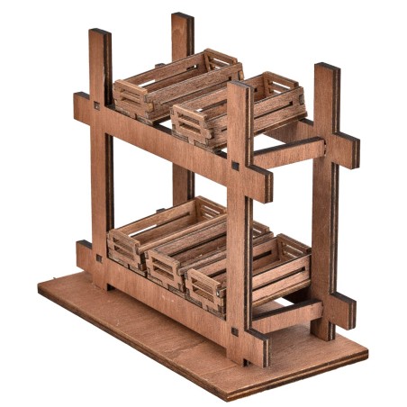 Bancarella in legno con cassette cm 14x6.5x11.5 h per presepe