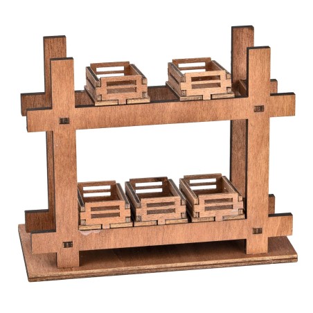 Bancarella in legno con cassette cm 14x6.5x11.5 h per presepe