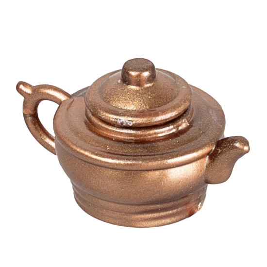 Miniature copper-colored PVC teapot Ø 2 cm for Nativity Scene World