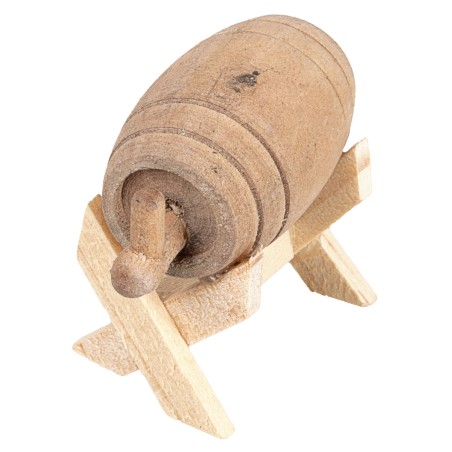Botte in legno su supporto cm 4x2x3.5 h per presepe Mondo