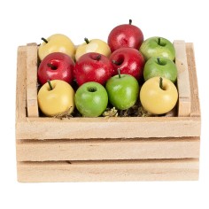 Miniature wooden crate with assorted apples cm 5 x 4 x 3