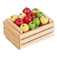 Miniature wooden crate with assorted apples cm 5 x 4 x 3 2