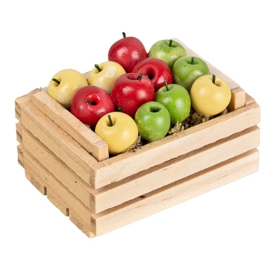 Miniature wooden crate with assorted apples cm 5 x 4 x 3