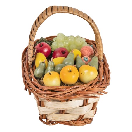 Cesta tejida de mimbre con frutas surtidas en miniatura
