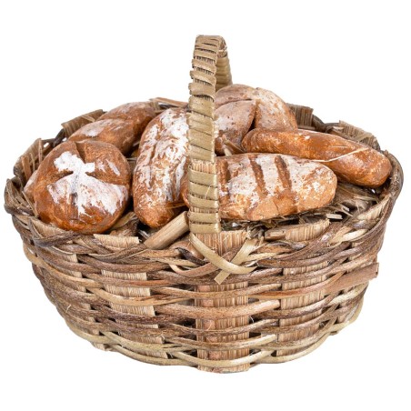 Cesto in vimini con pane assortito cm 6,5x4x5 h
