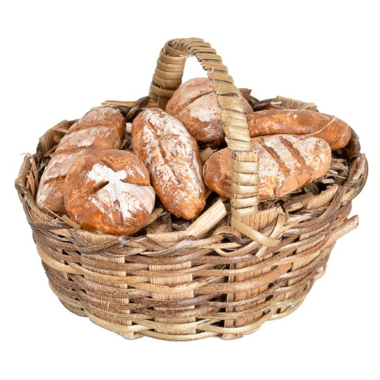 Cesto in vimini con pane assortito cm 6,5x4x5 h
