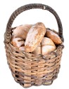 copy of Woven wicker basket with assorted bread in