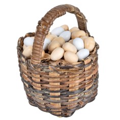Woven wicker basket with miniature eggs Ø 5.5 for