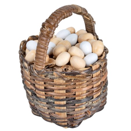 Woven wicker basket with miniature eggs Ø 5.5 for