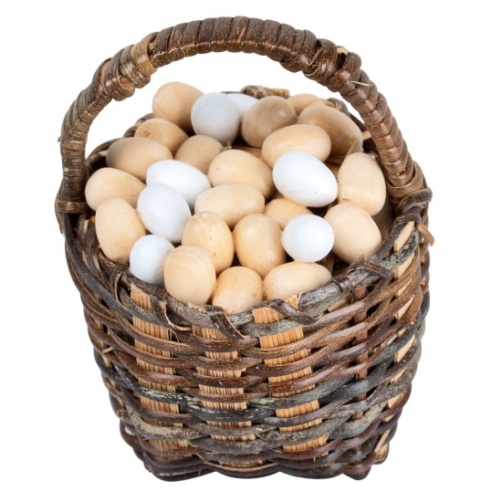 Cesta tejida de mimbre con huevos en miniatura Ø 5,5 por