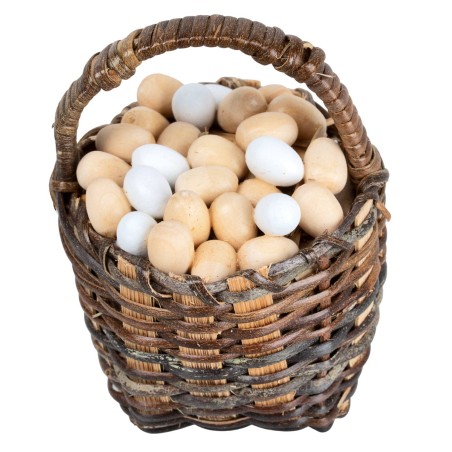 Cesta tejida de mimbre con huevos en miniatura Ø 5,5 por
