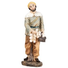 Hombre con ristras de ajo 15 cm en resina para belén Mondo Presepi