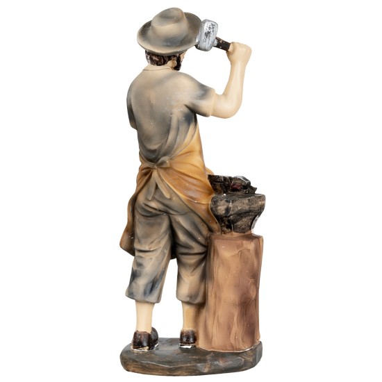 Blacksmith at work with 15 cm resin anvil for nativity scene Mondo