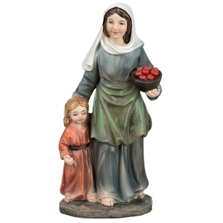 Mamma con figlia serie 11 cm in resina per presepe Mondo Presepi