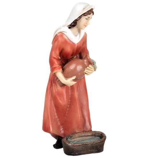 Mujer con jarra vertiendo agua serie 11 cm en resina para