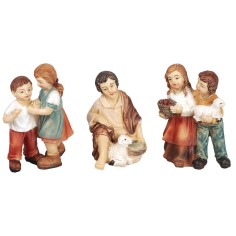 Set di 5 bambini in resina della serie 11 cm per presepe Mondo