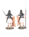 Coppia di soldati romani con lancia e scudo in PVC 8,5 cm per