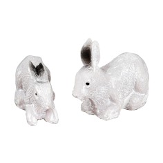 Set 2 conigli bianchi in resina per statue di 10 cm