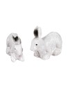 Set de 2 conejos blancos de resina para estatuas de 10 cm