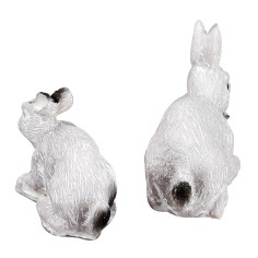 Set 2 conigli bianchi in resina per statue di 10 cm 2