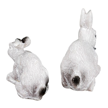 Set de 2 conejos blancos de resina para estatuas de 10 cm