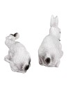 Set de 2 conejos blancos de resina para estatuas de 10 cm
