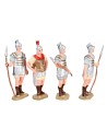 Set of 3 Roman soldiers and 1 commander, 8 cm