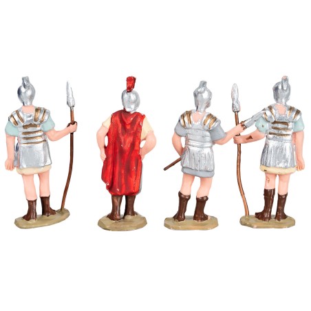 Set of 3 Roman soldiers and 1 commander, 8 cm in PVC for nativity scene