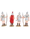 Conjunto de 3 soldados romanos y 1 comandante, 8 cm en PVC para belén