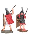 Set of 2 Roman soldiers in PVC with shield and spear, height 9 cm