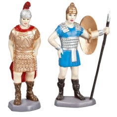 Set de 2 soldados romanos en PVC, altura 8 cm para belén Mondo