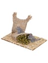 Mice eating legumes from jute sack for Nativity scene World