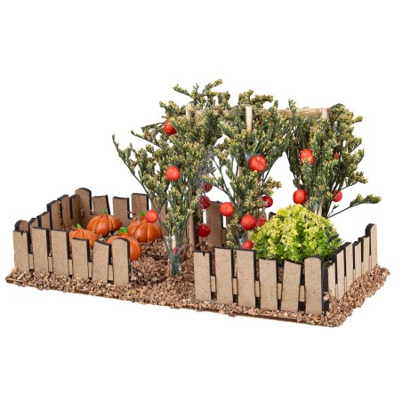 Garden with fence containing pumpkins and tomatoes cm 18x8x10 h