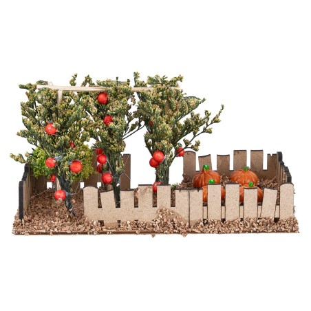 Orto con staccionata contenente zucche e pomodori cm 18x8x10 h