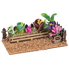 Huerto vallado con flores y plantas variadas cm 12x7x5,5 h